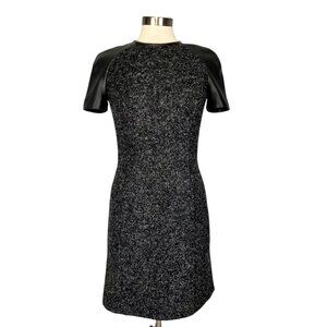 Michael Kors Collection Italy Womens Black Leather Short Sleeve Dress size 6